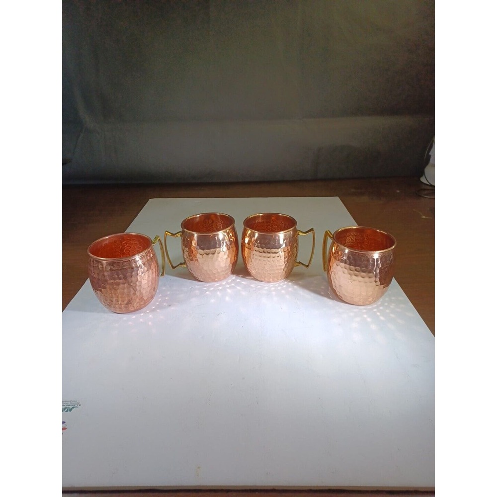 4 Copper Mugs Metal Cup Stainless Steel Beer Wine Coffee Drinkware